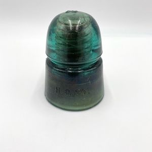 H.G.CO. Aqua PETTICOAT Antique Glass Telegraph Insulator Steampunk  Few CHIPS..